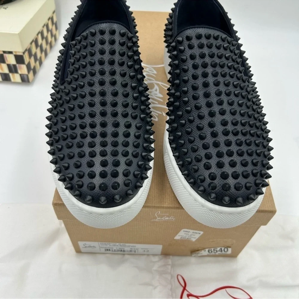 Men’s Christian Louboutin spike boat slip on sneakers size 42 made in Italy